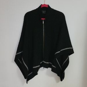 A/X Armani Exchange Black Poncho with Grey Accents Two Way Zipper
